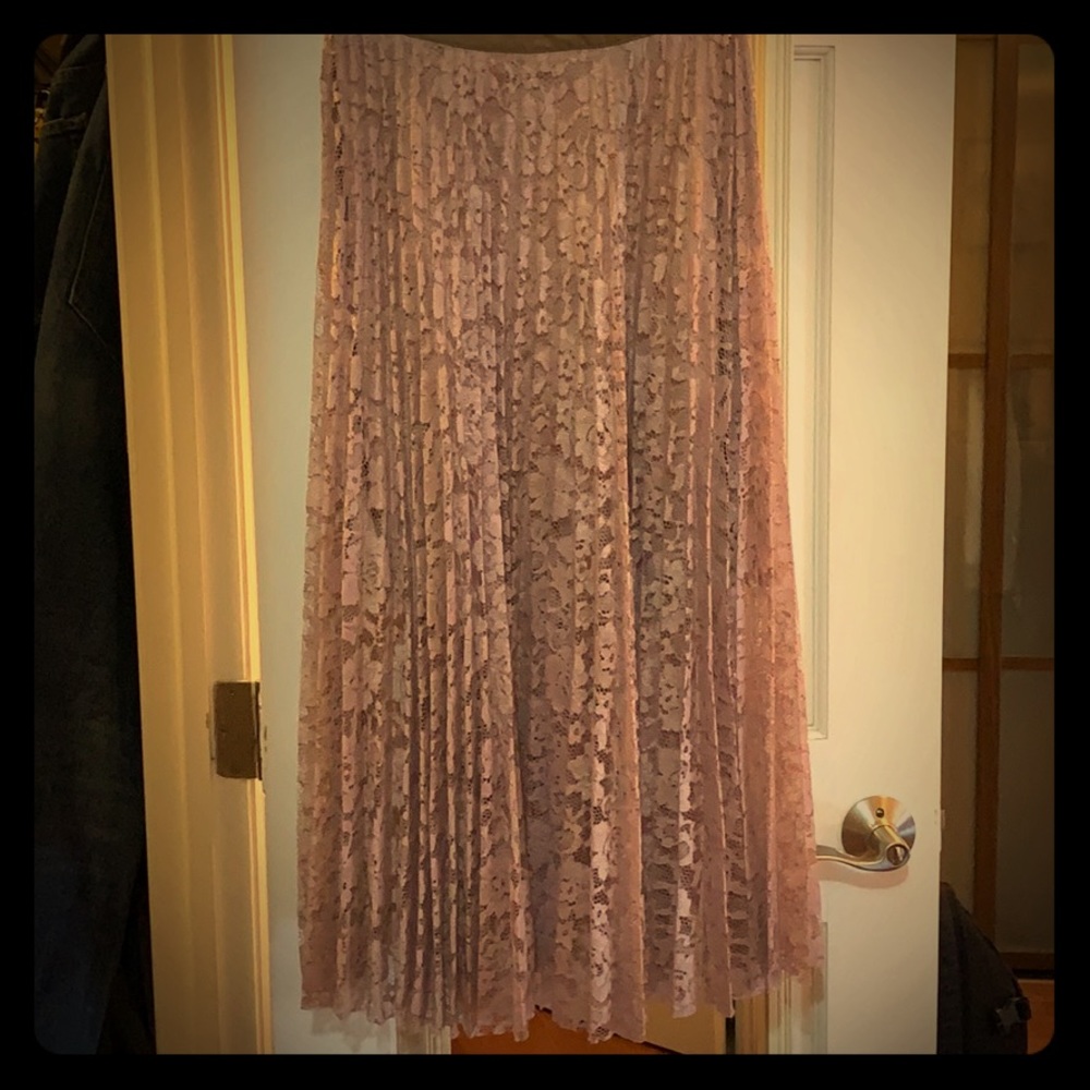 Free People Dusty Pink Pleated Lace Skirt